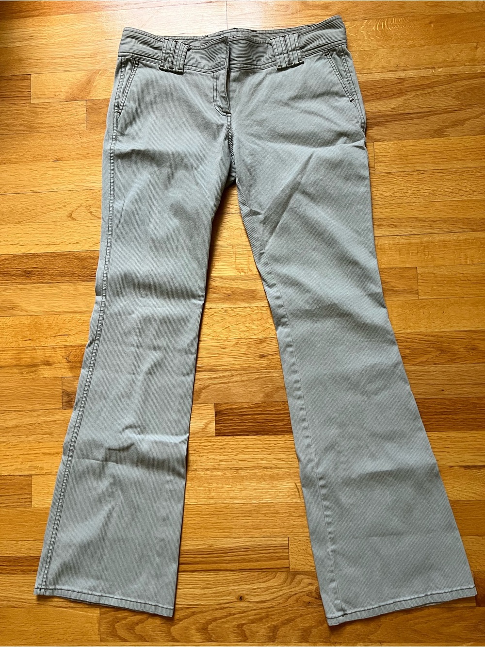 Light Greenish Blueish Low Rise Wide-Leg Ribbed Pants Y2K size 8